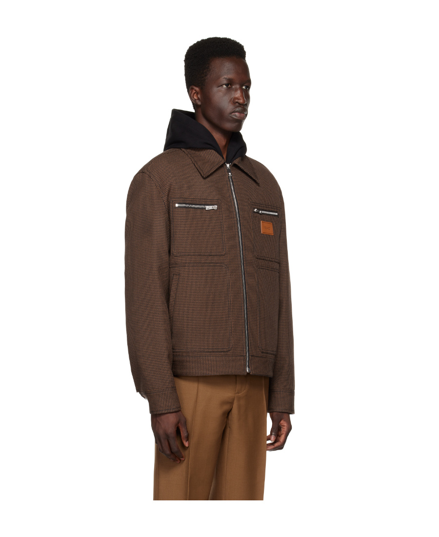 Versace Wool Check-pattern Shirt Jacket In Brown