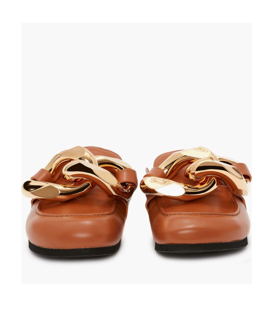 Jw Anderson Chunky Leather Chain Slide Mules In Brown
