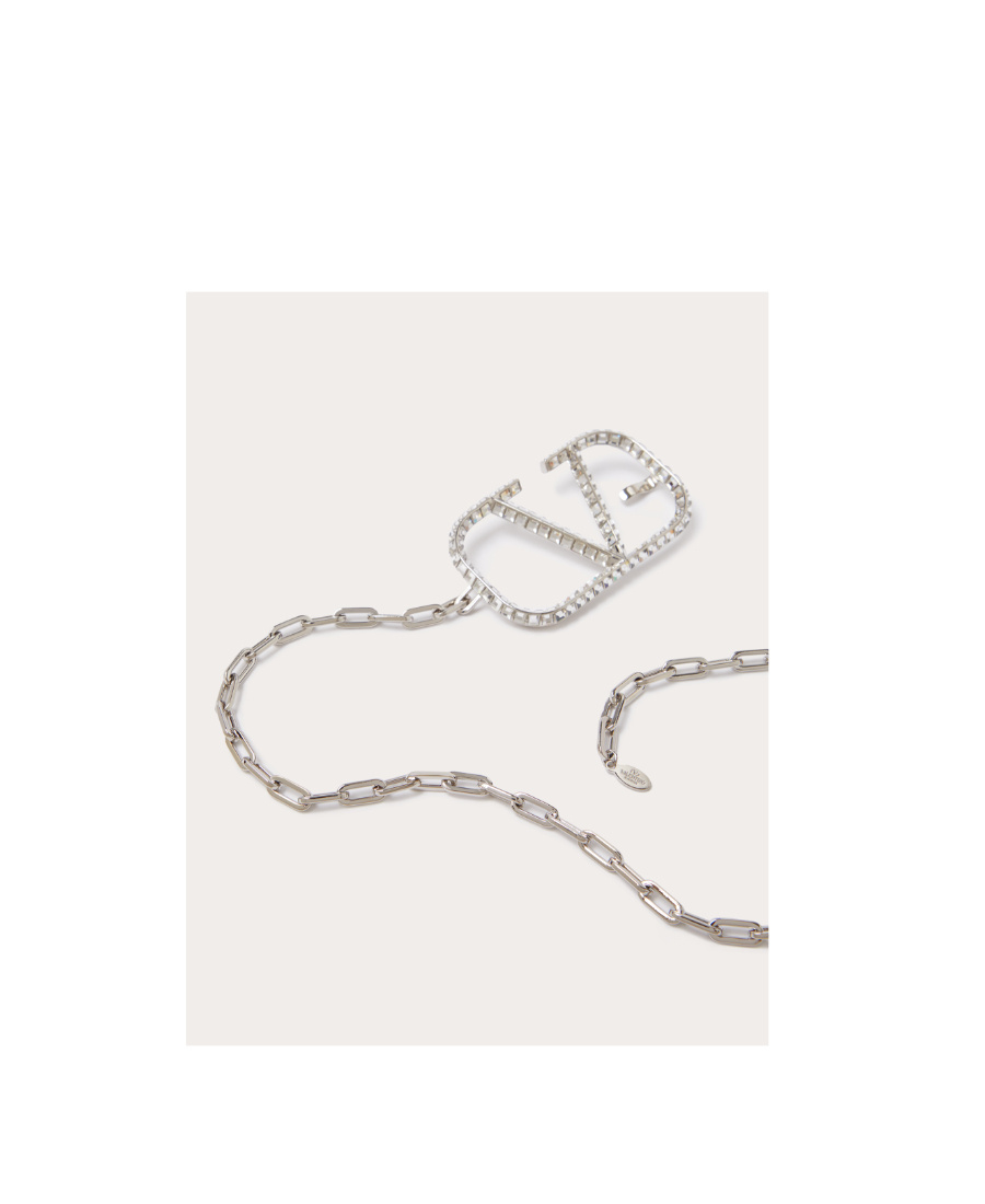 Valentino Vlogo Crystal-embellished Belt In Gray