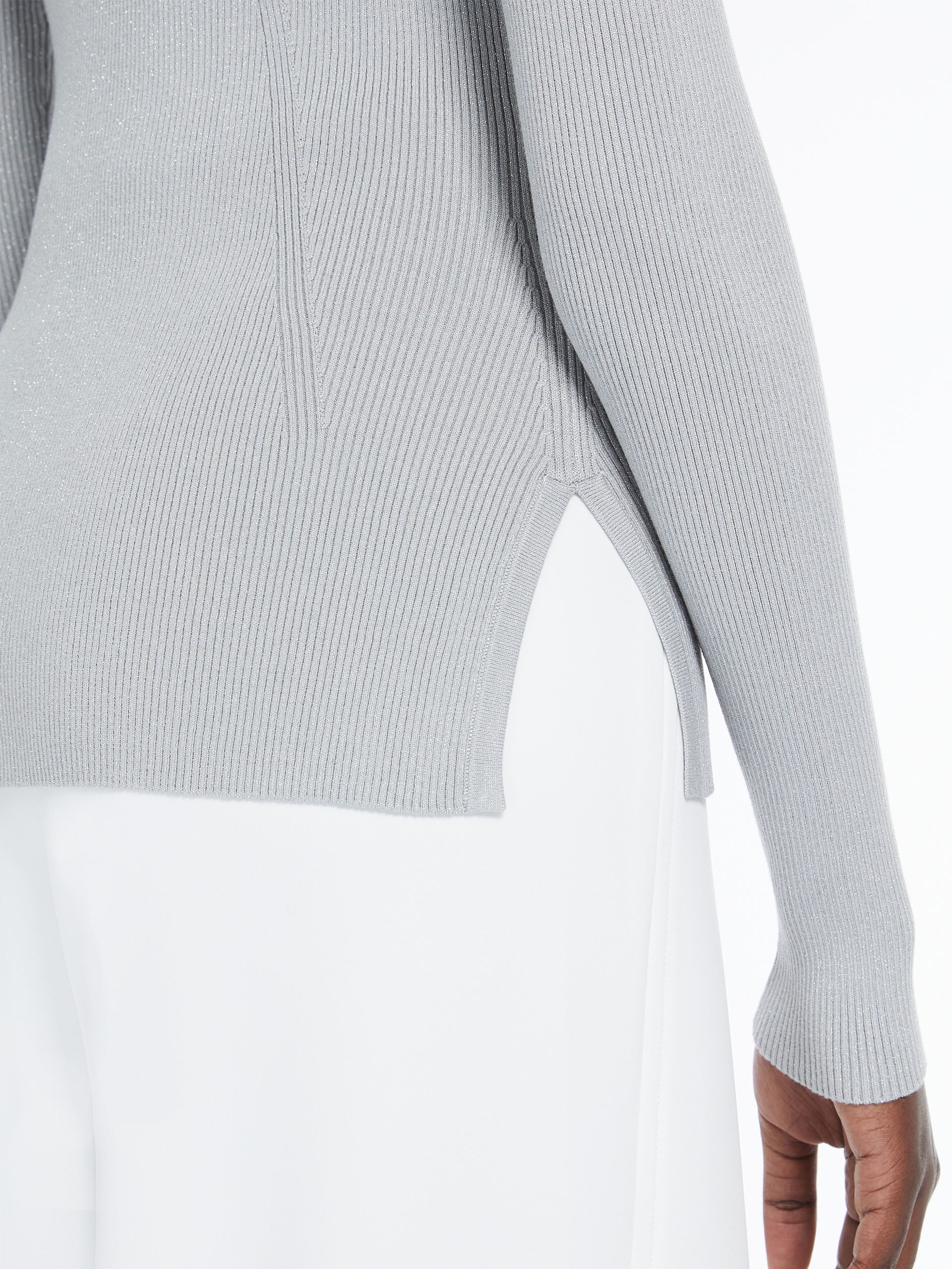 Max Mara Long-sleeved Rib Sweater In White