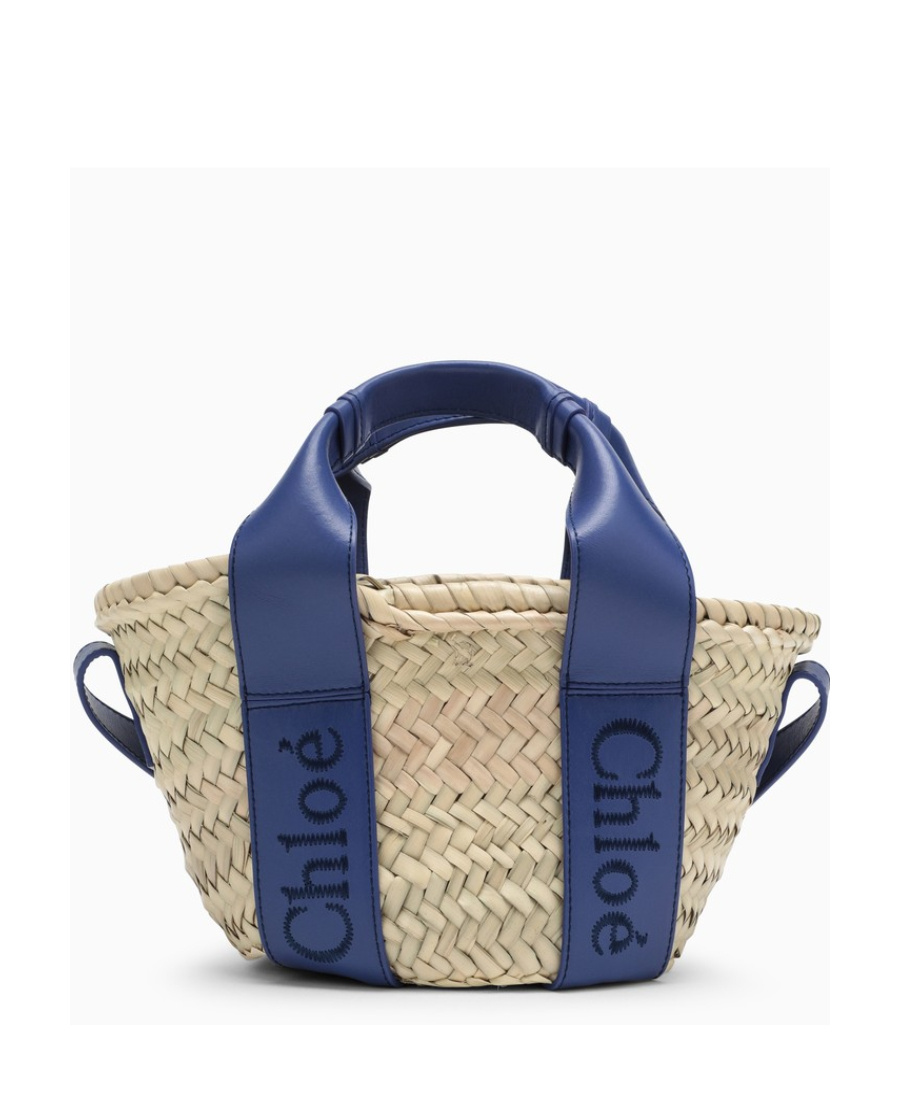 Chloé Chloe Small Sense Raffia Tote Bag In Blue