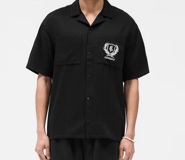 Represent Logo-embroidered Shirt In Black
