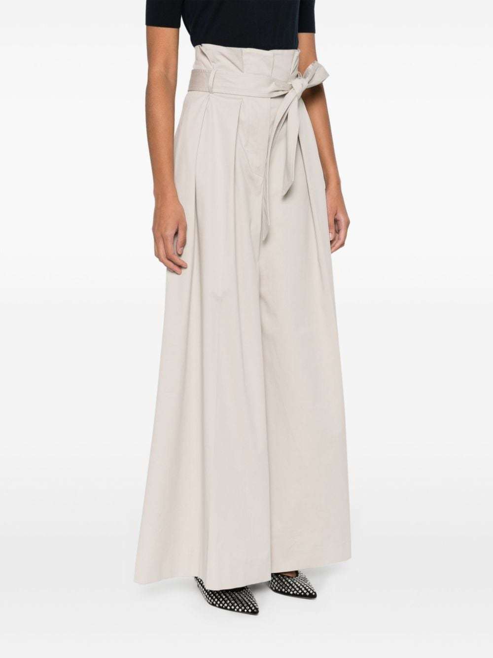 Moschino Pleated Twill Wide Trousers In White