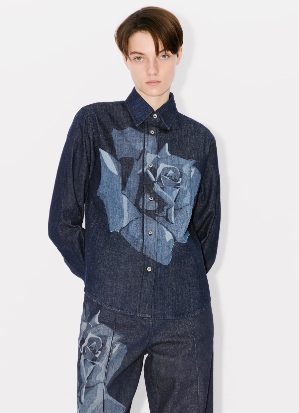 Kenzo Lapel Denim Shirt In Black