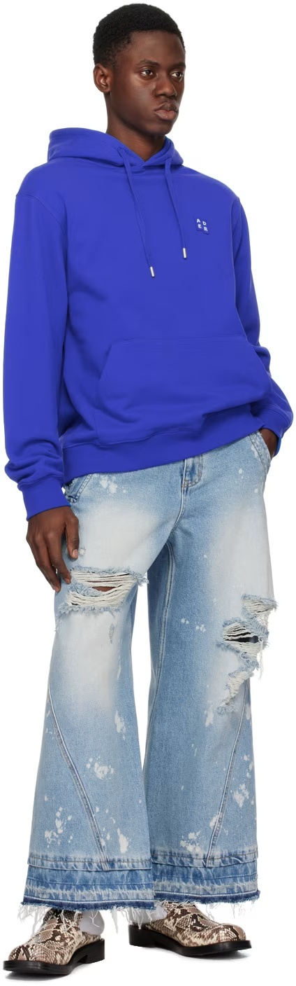 Ader Error Blue Trs Tag Hoodie In Blue