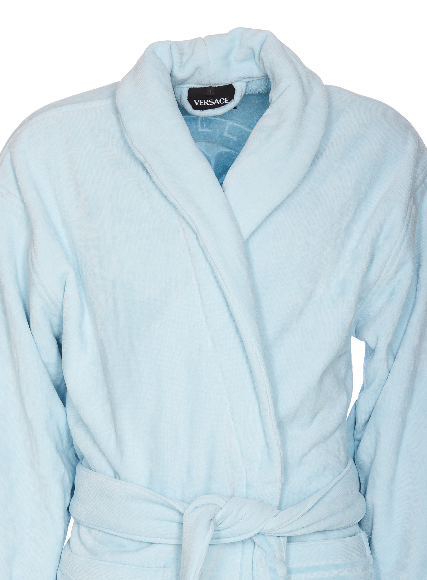 Versace Medusa Head-motif Cotton Robe In Blue