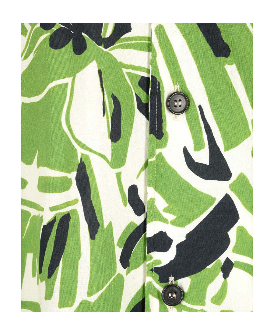 Palm Angels Hibiscus-print Short-sleeve Shirt In Green