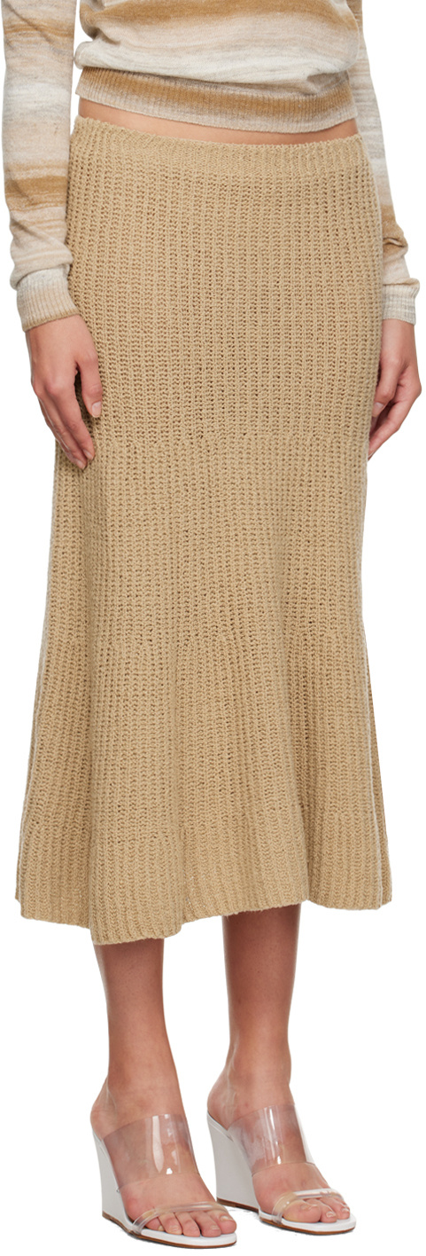 Gimaguas Beige Isola Midi Skirt In Brown