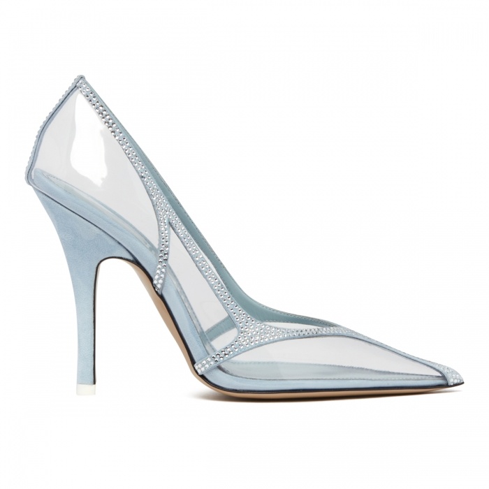 Attico Venus Chrome Pvc And Suede Pumps In Gray