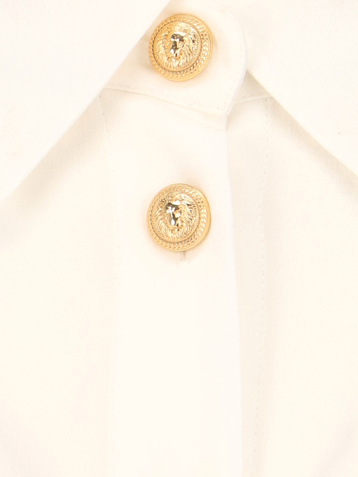 Balmain Silk Shirt With Padded Shoulders In White