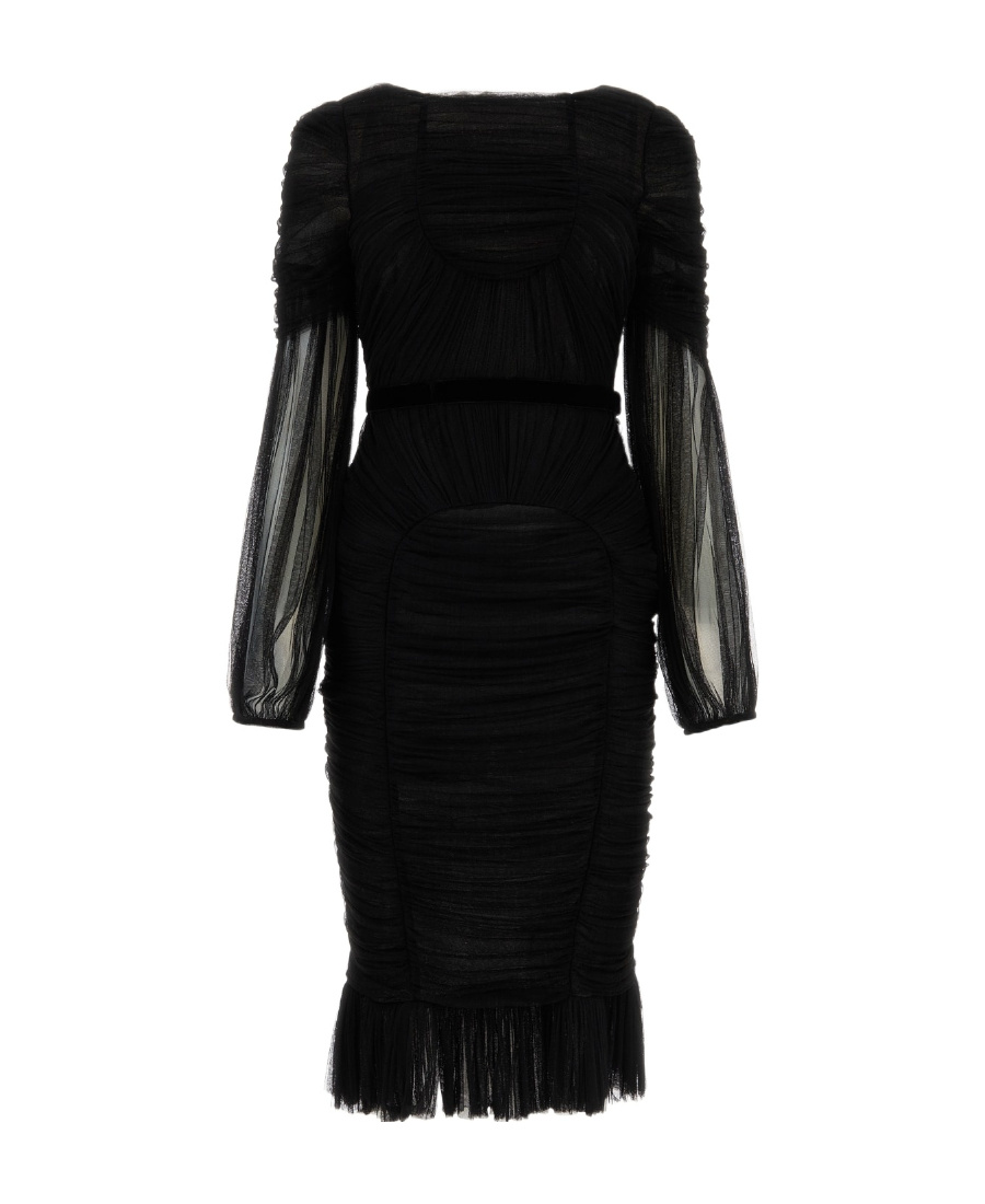 Tom Ford Semi-sheer Midi Dress In Black