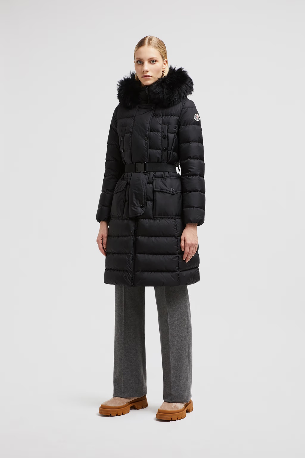 Moncler Khloe Shearling-trimmed Down Jacket In Black
