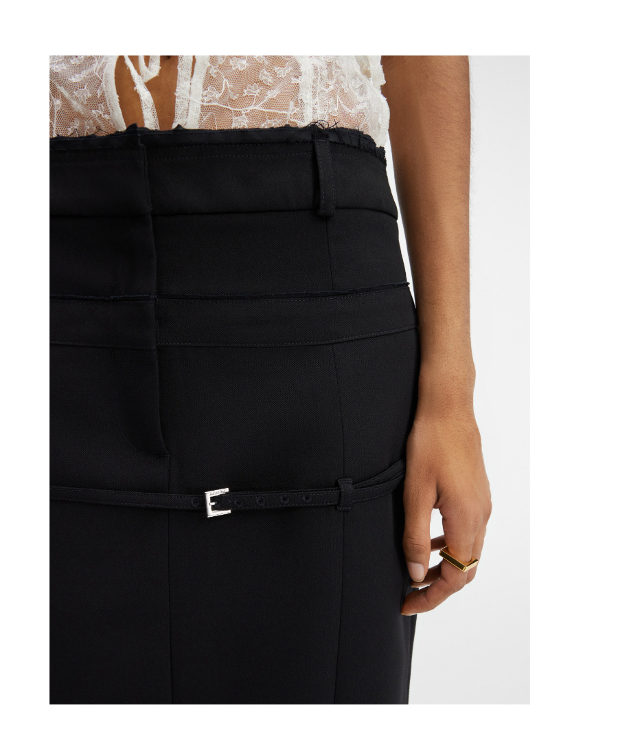 Jacquemus Wool Strap Skirt In Black