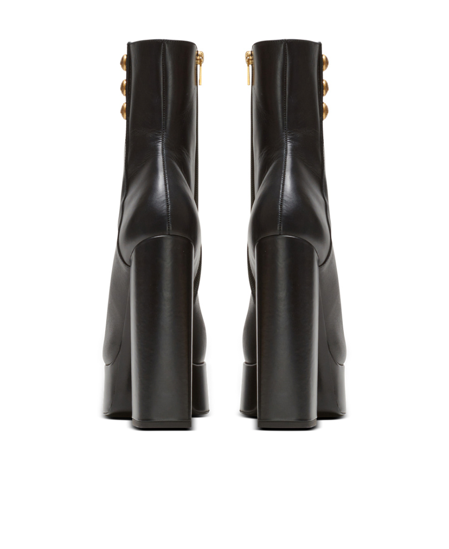 Balmain Brune Leather Ankle Boots In Black