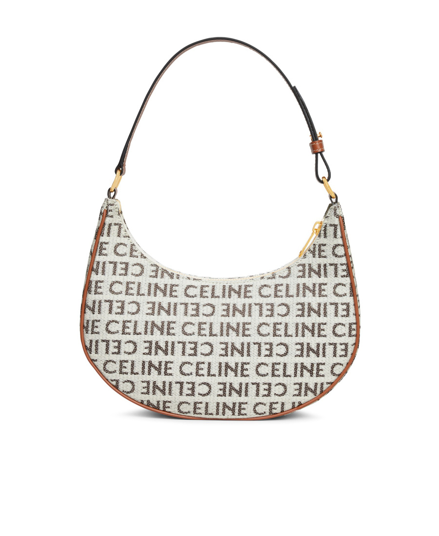 Celine Logo Shoulder Bag In White