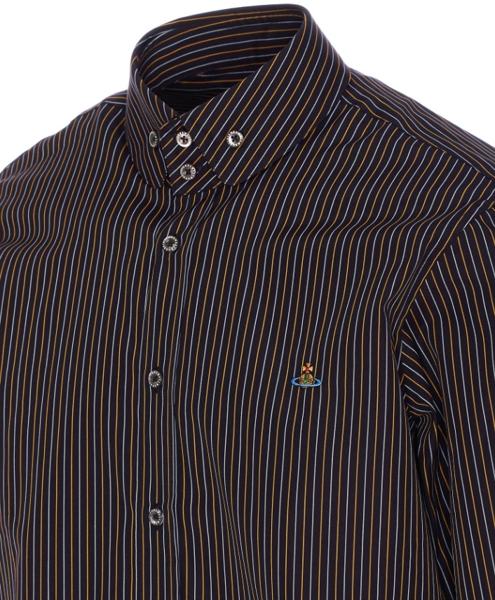 Vivienne Westwood Striped Shirt With Button-down Collar And Cuffs In Black