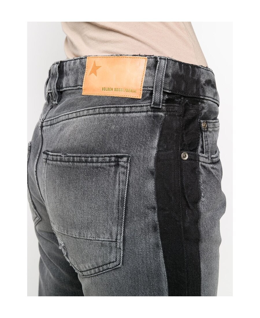 Golden Goose Contrast Stripe Cropped Jeans In Gray