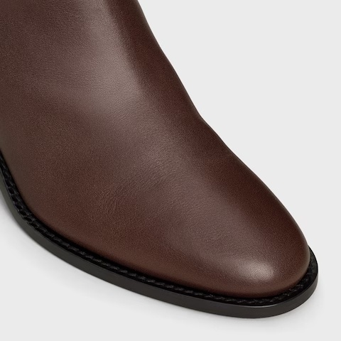 Celine Garance Triomphe Strap Boot In Calfskin In Brown
