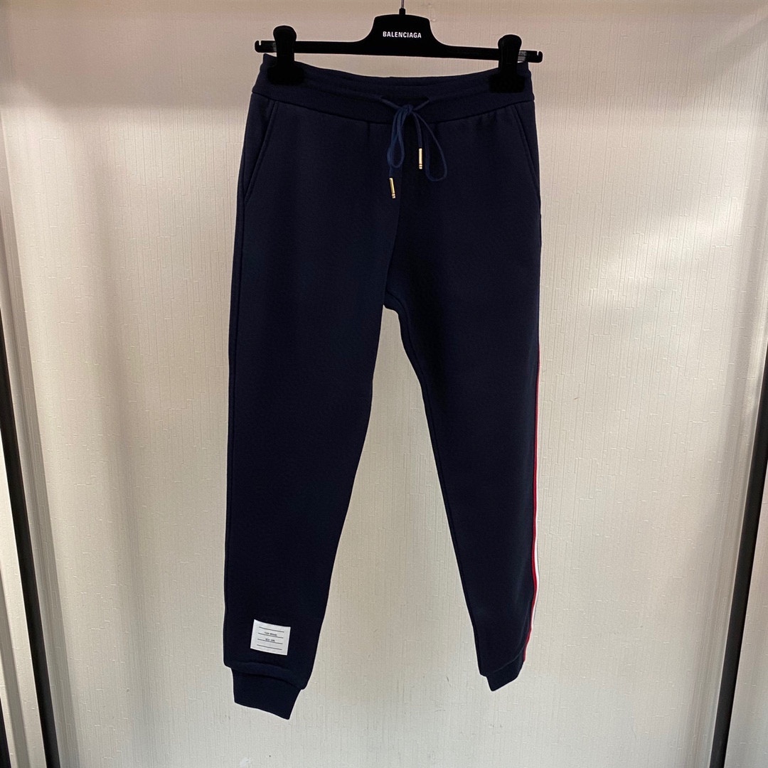 Thom Browne Rwb Stripe-detail Drawstring Track Pants In Black
