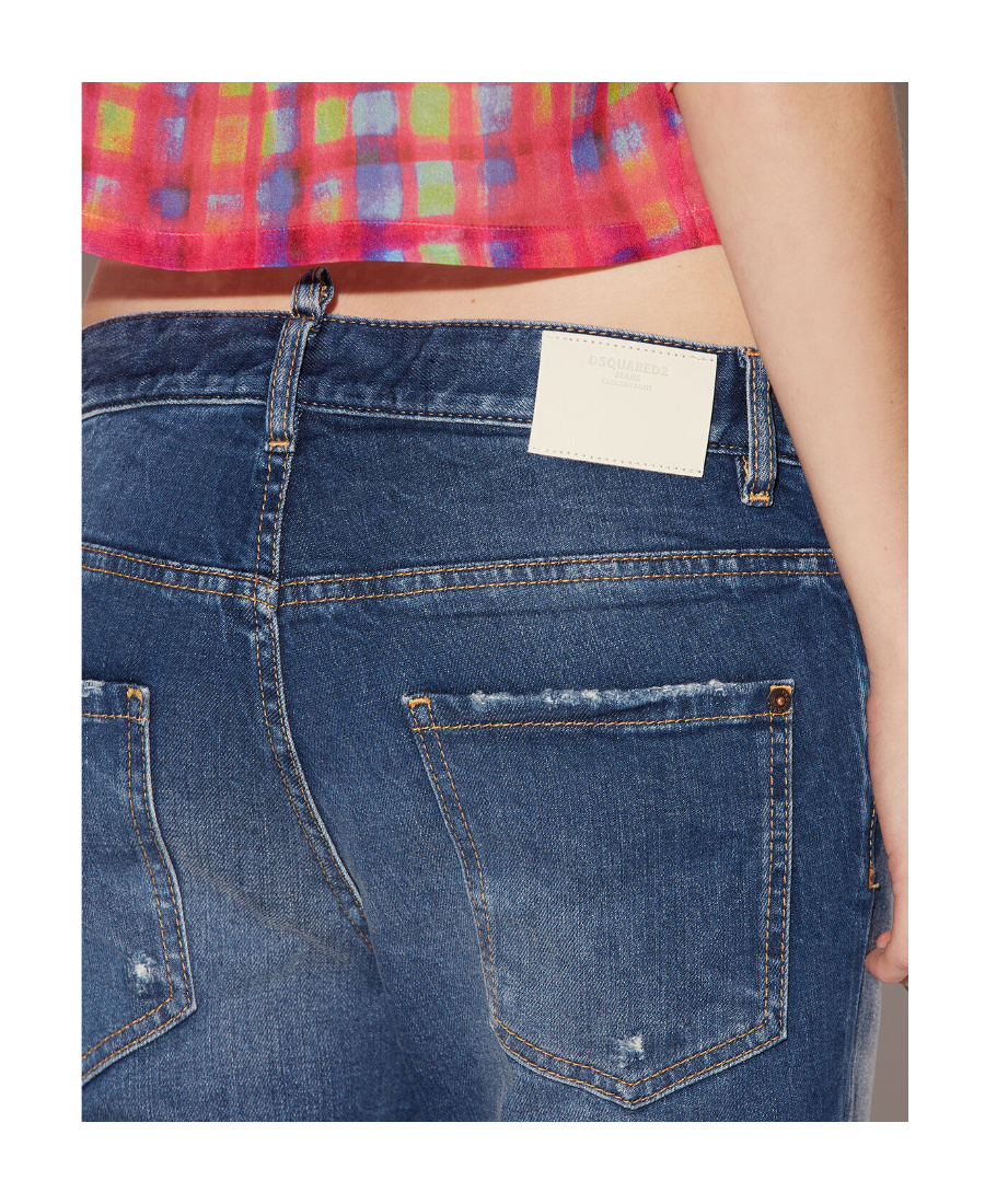 Dsquared2 Distressed Cropped Jeans In Blue