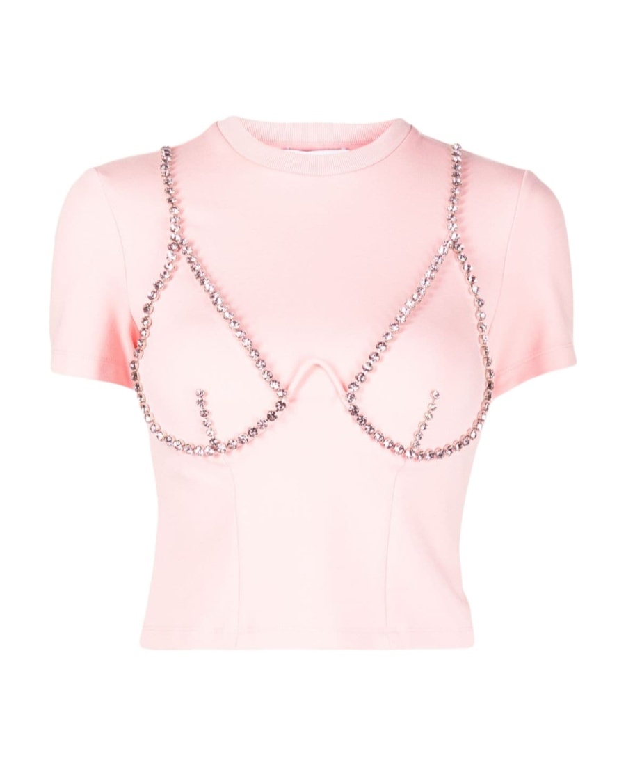 AREA CRYSTAL-EMBELLISHED CUP-CHAIN T-SHIRT 