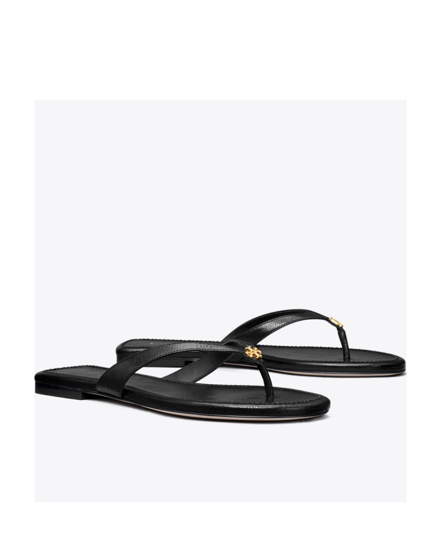 Shop Tory Burch Capri Logo-plaque Flip-flops In Black