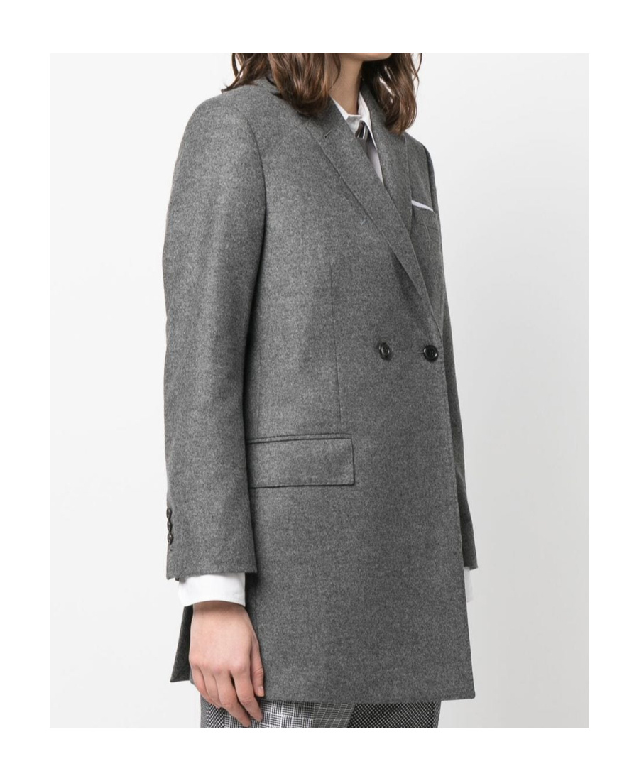 Thom Browne Wool Flannel Double Breasted Sportcoat In Gray