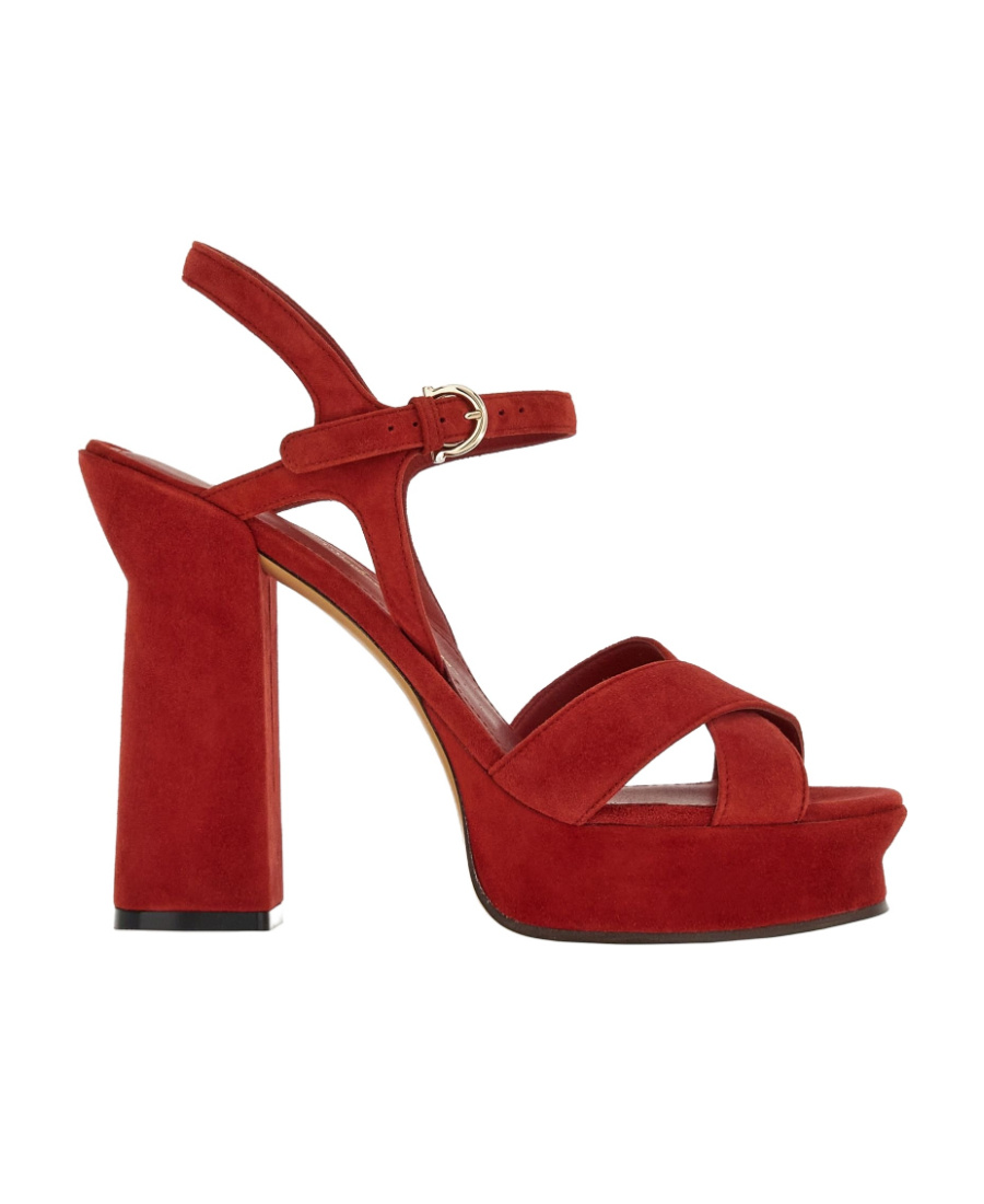 Ferragamo Sonya Platform Sandal With Block Heel In Red