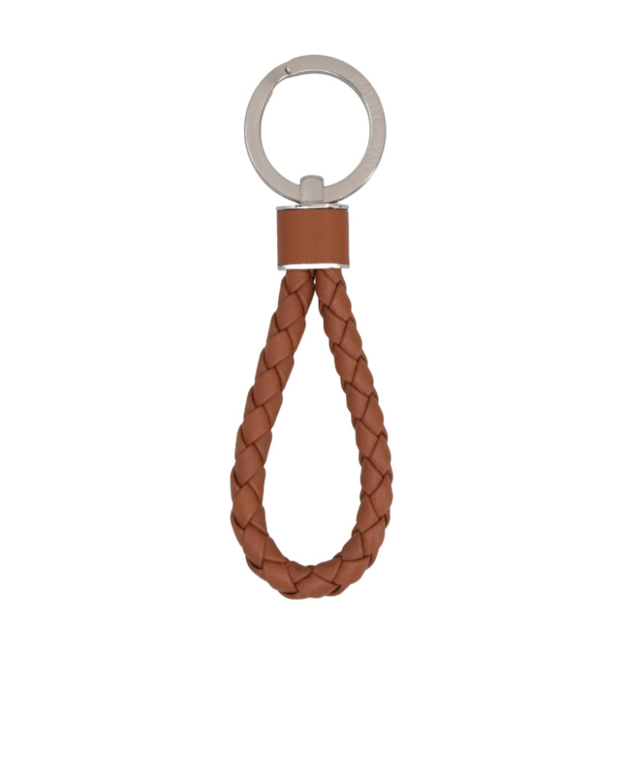 Bottega Veneta Logo Key Chain In Brown