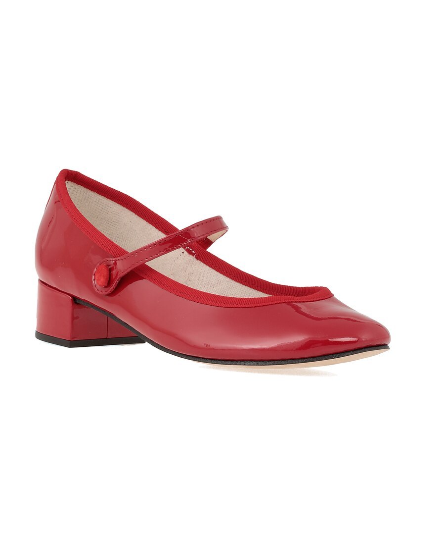 Repetto 30mm Rose Patent Leather Mary Jane Heels In Red