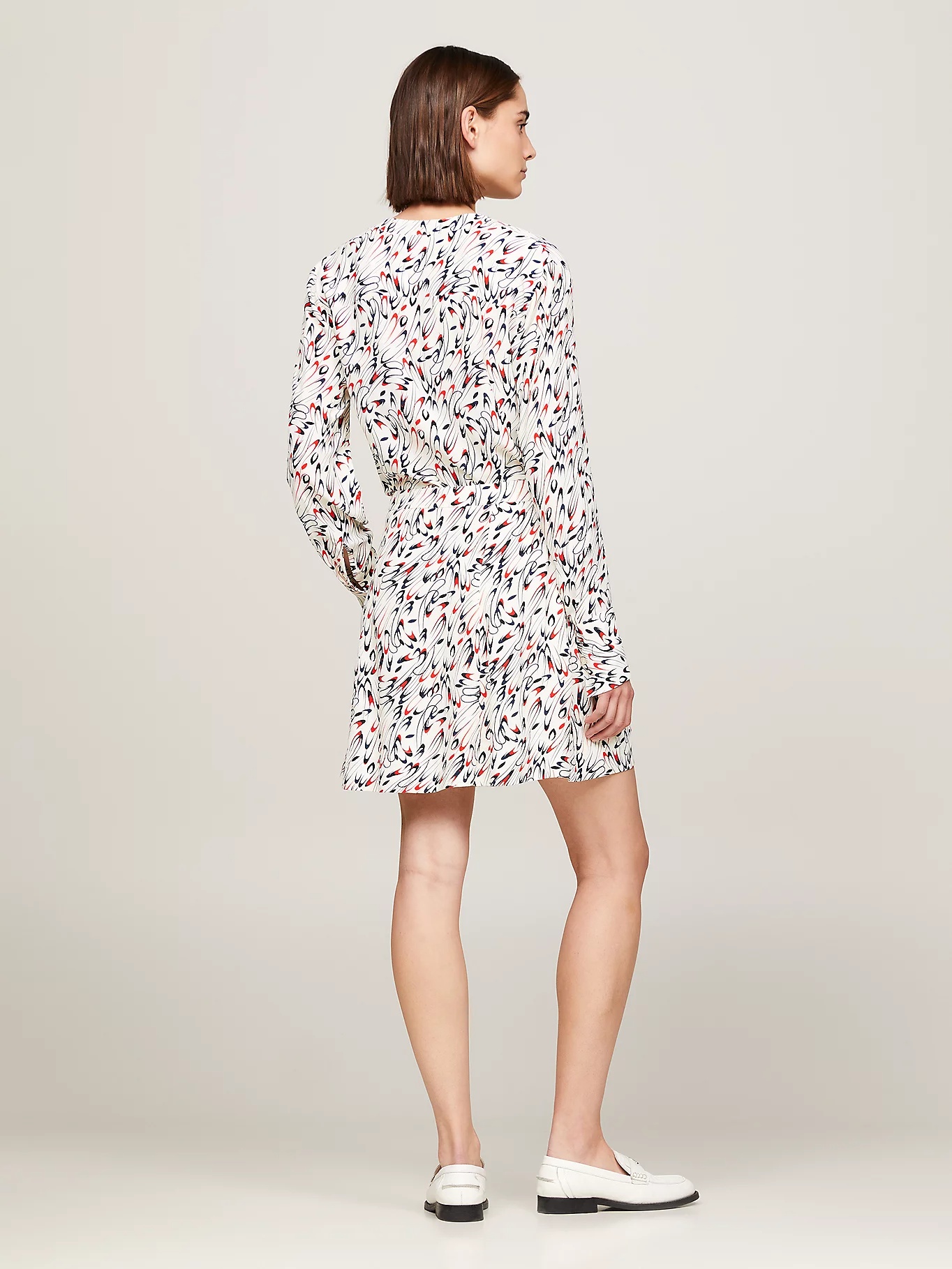 Tommy Hilfiger Geometric Crepe Mini Skirt In White