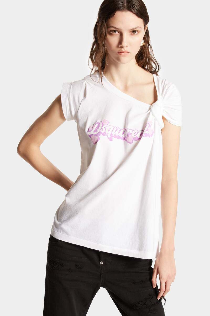 Dsquared2 White Knotted T-shirt In White