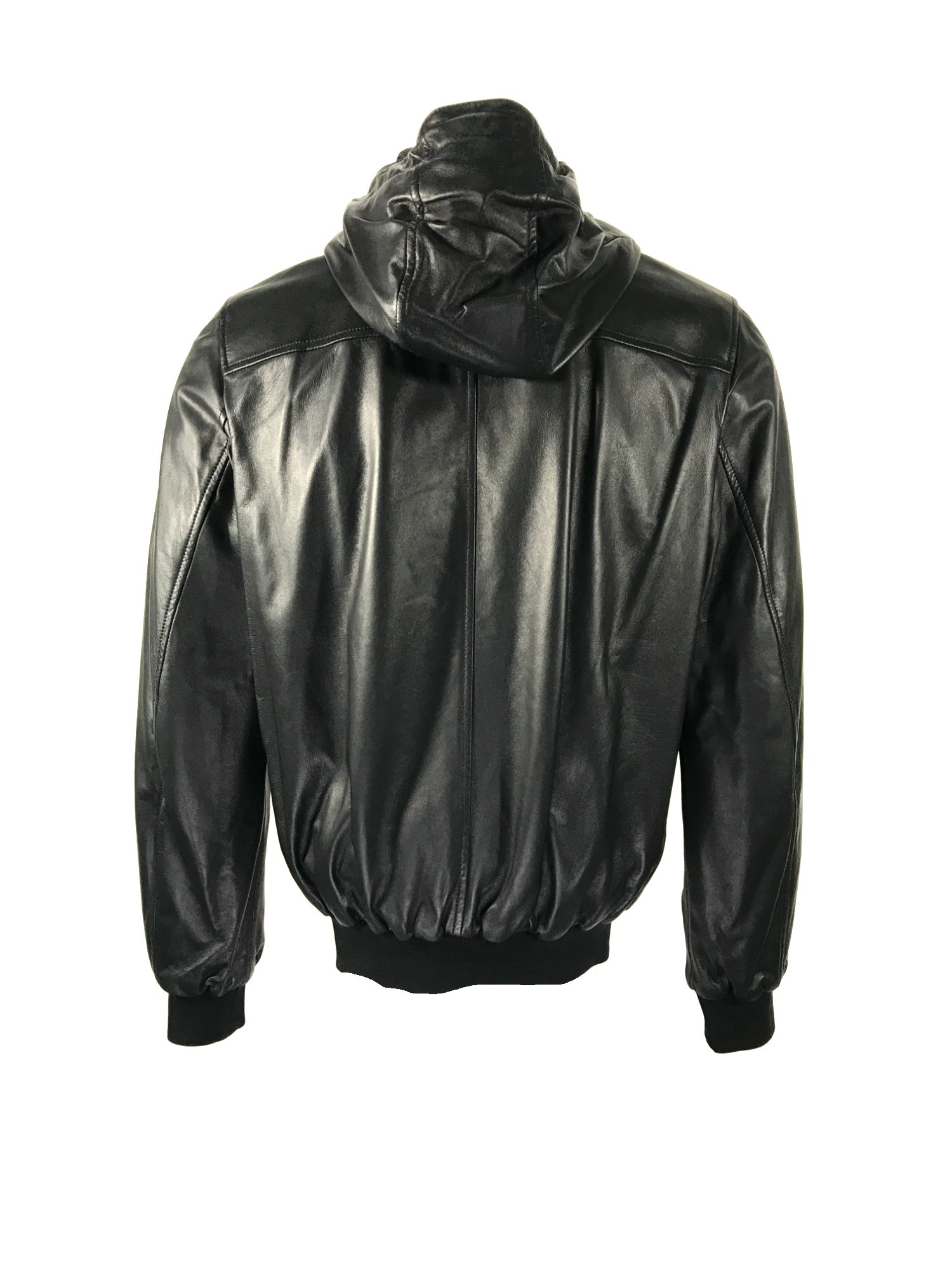 Gucci Logo Hooded Leather Jacket In Black