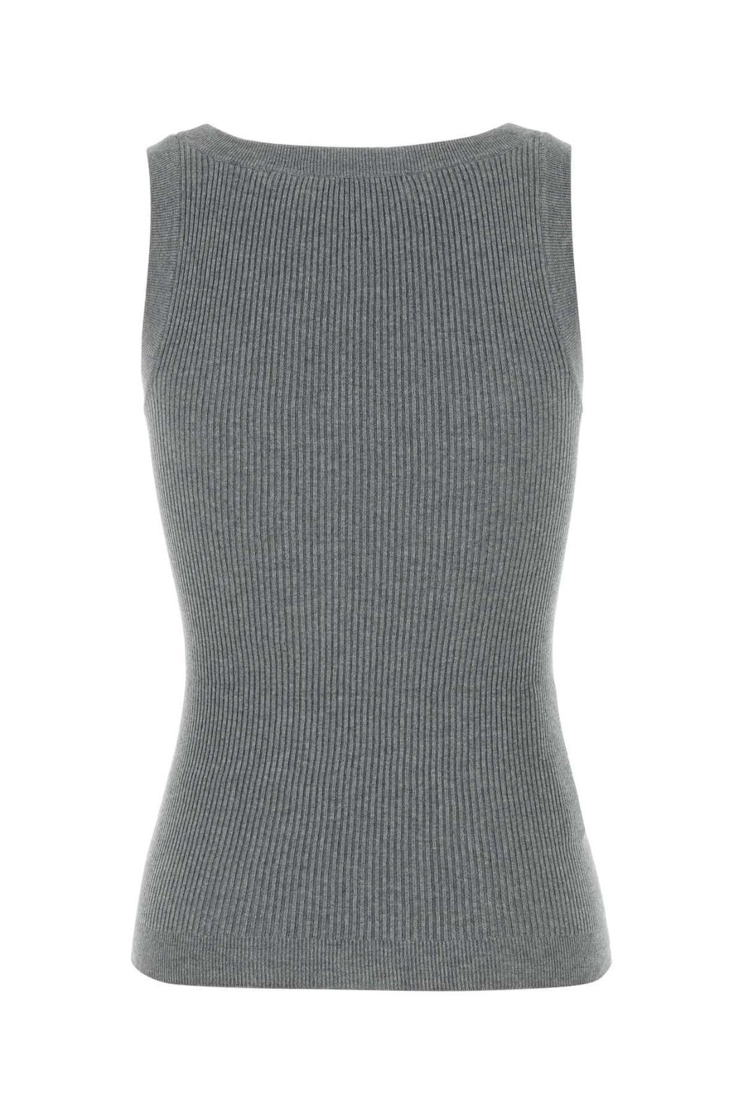 Miu Miu Ribbed Tank Top In Green