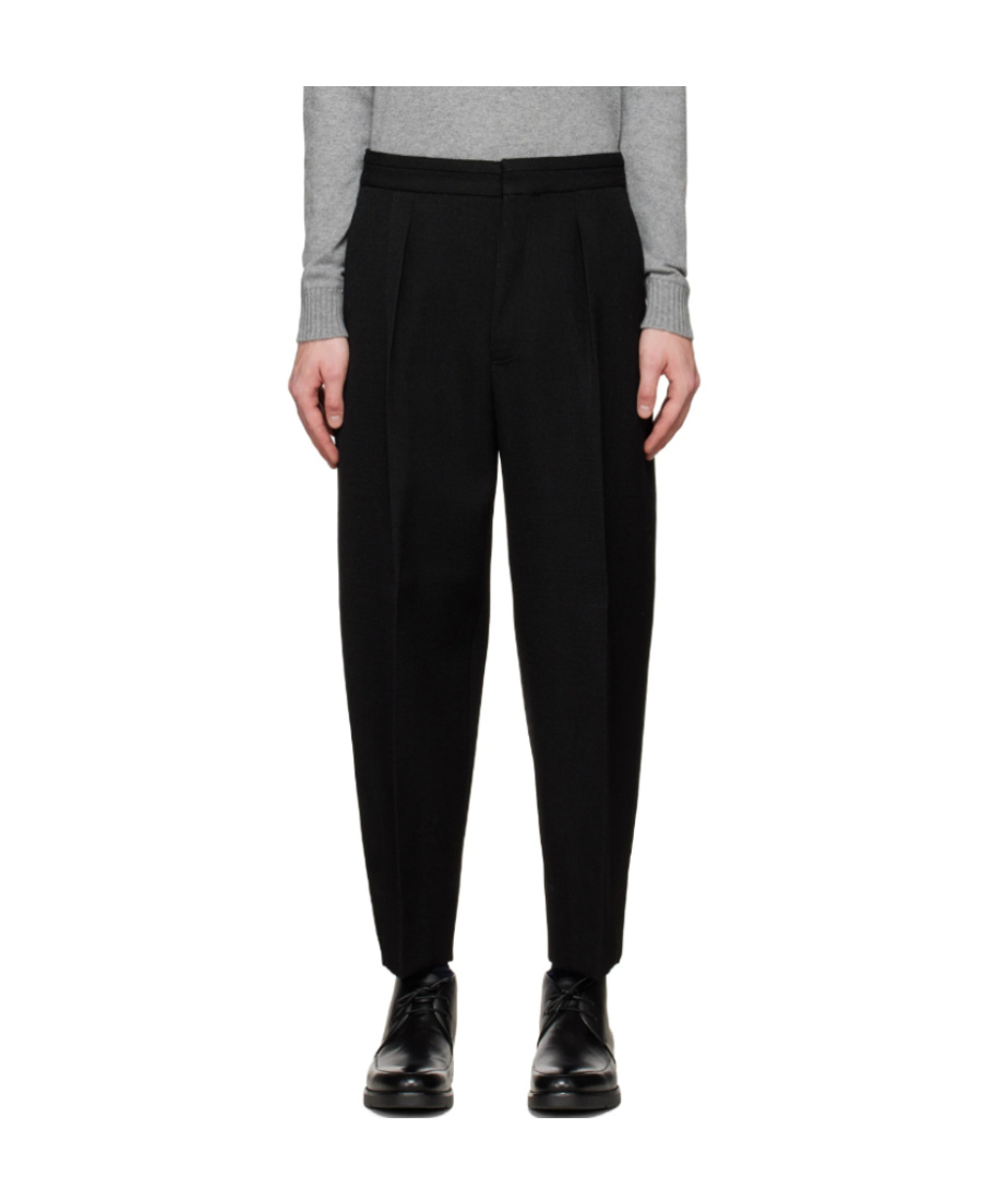 Zegna Straight Pleated Casual Pants In Black