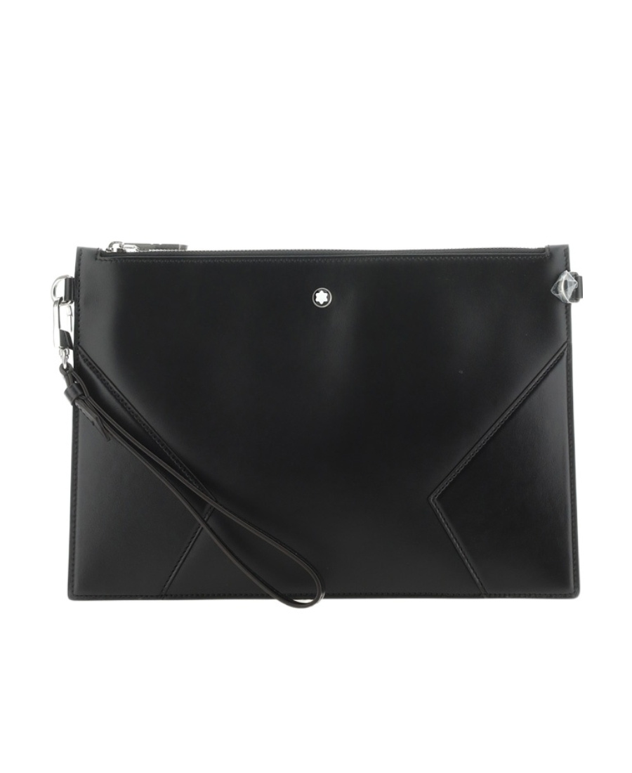 Montblanc Logo-plaque Leather Clutch Bag In Black