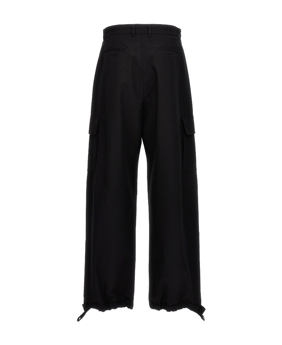 Off-white Wide-leg Wool-blend Trousers In Black
