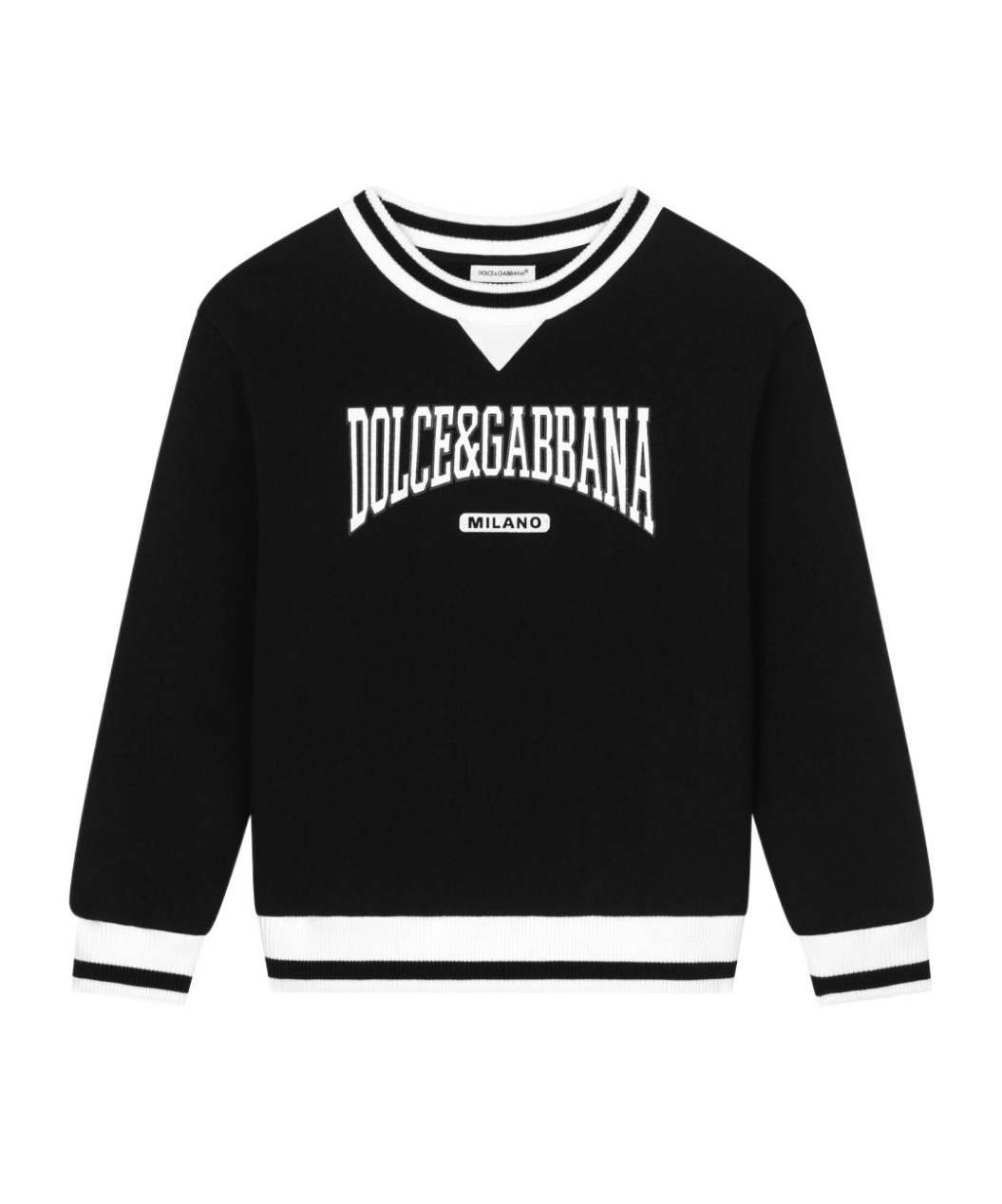 Dolce & Gabbana Jersey Round-neck Sweatshirt With Dolce&gabbana Logo In Black