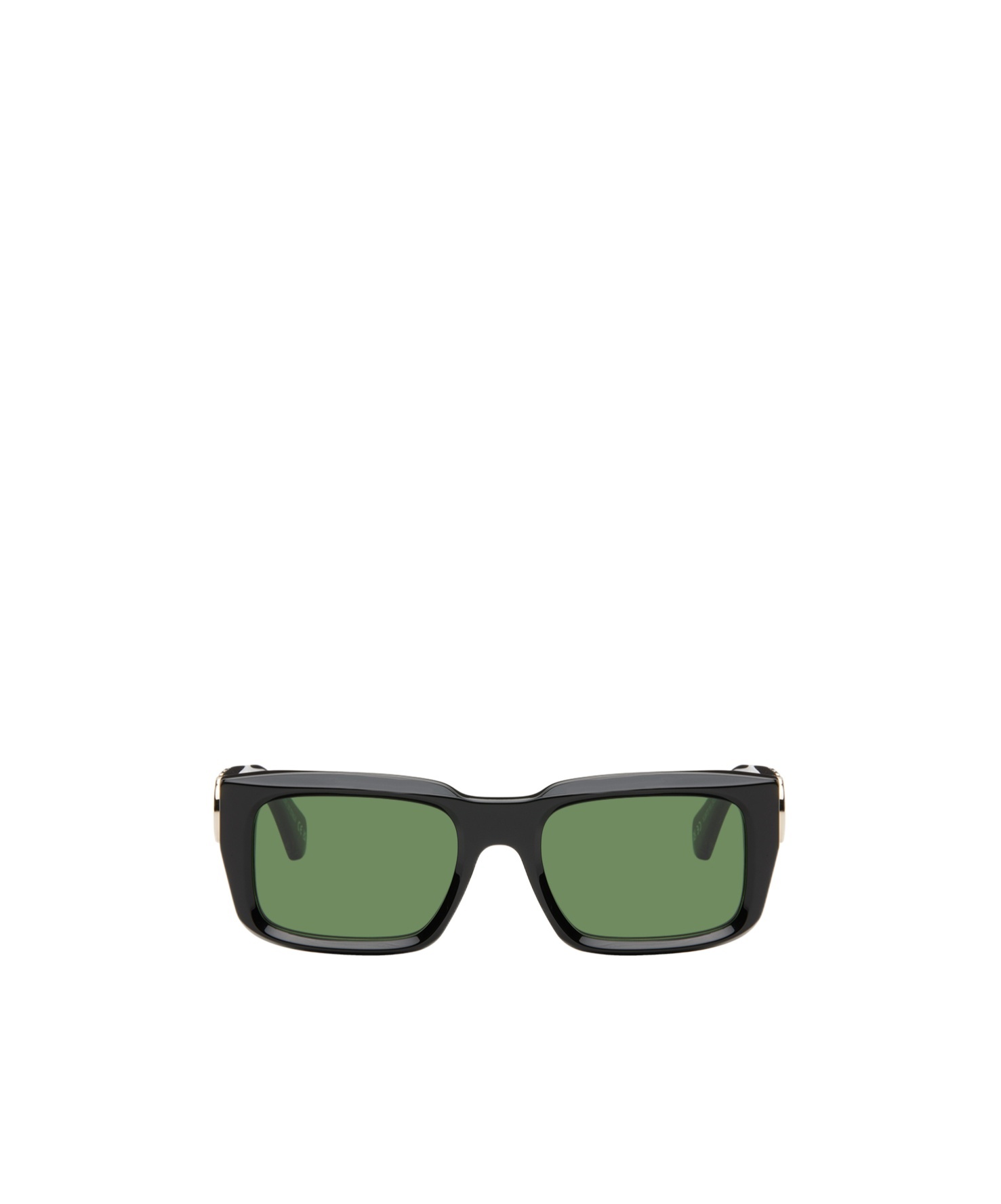 Off-white Bold Rectangular Acetate Sunglasses With Tortoiseshell Pattern In Green