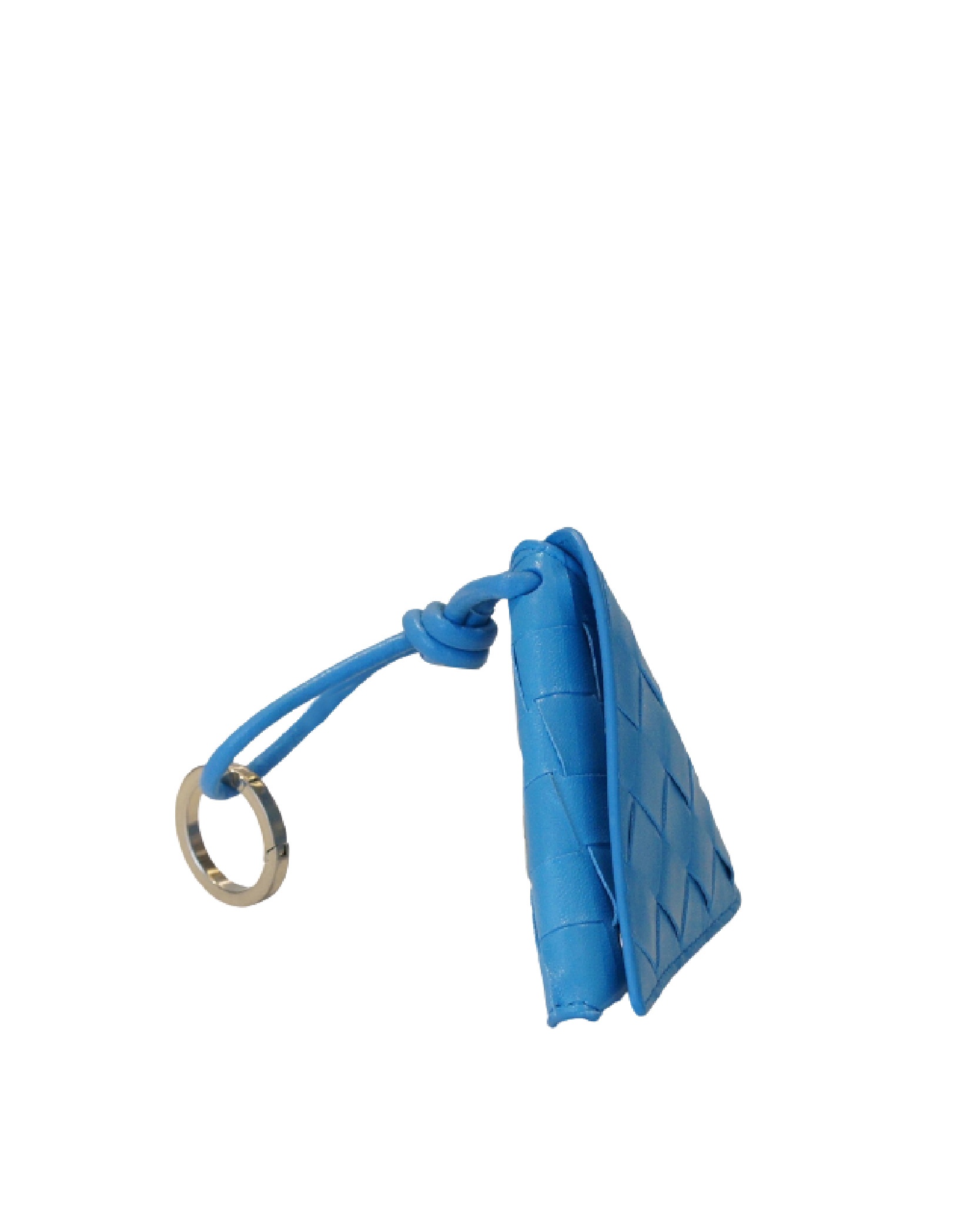 Bottega Veneta Triangular Rhomboid Key Chain In Blue
