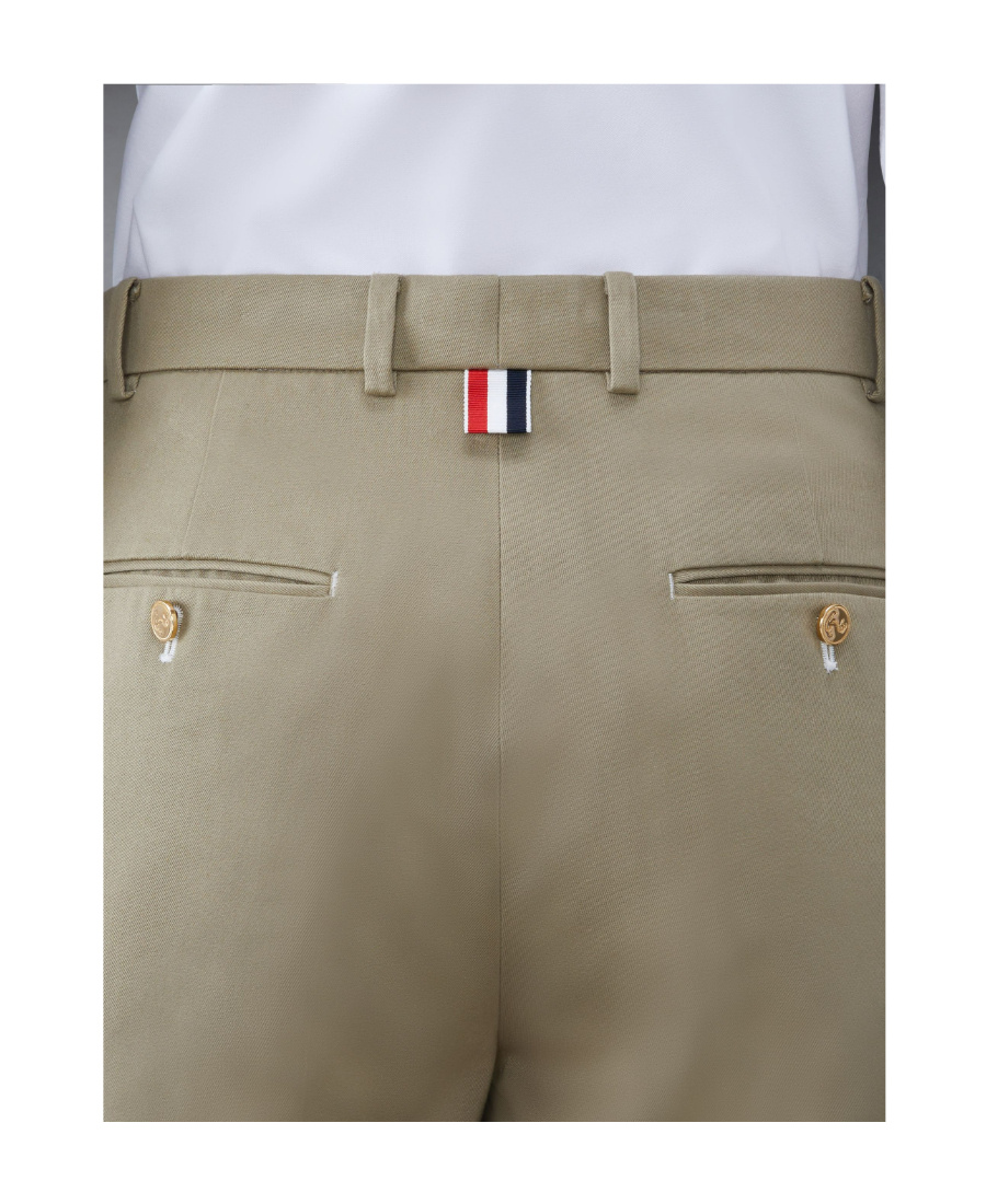 Shop Thom Browne Pleated Cropped Cotton Trousers In Gray