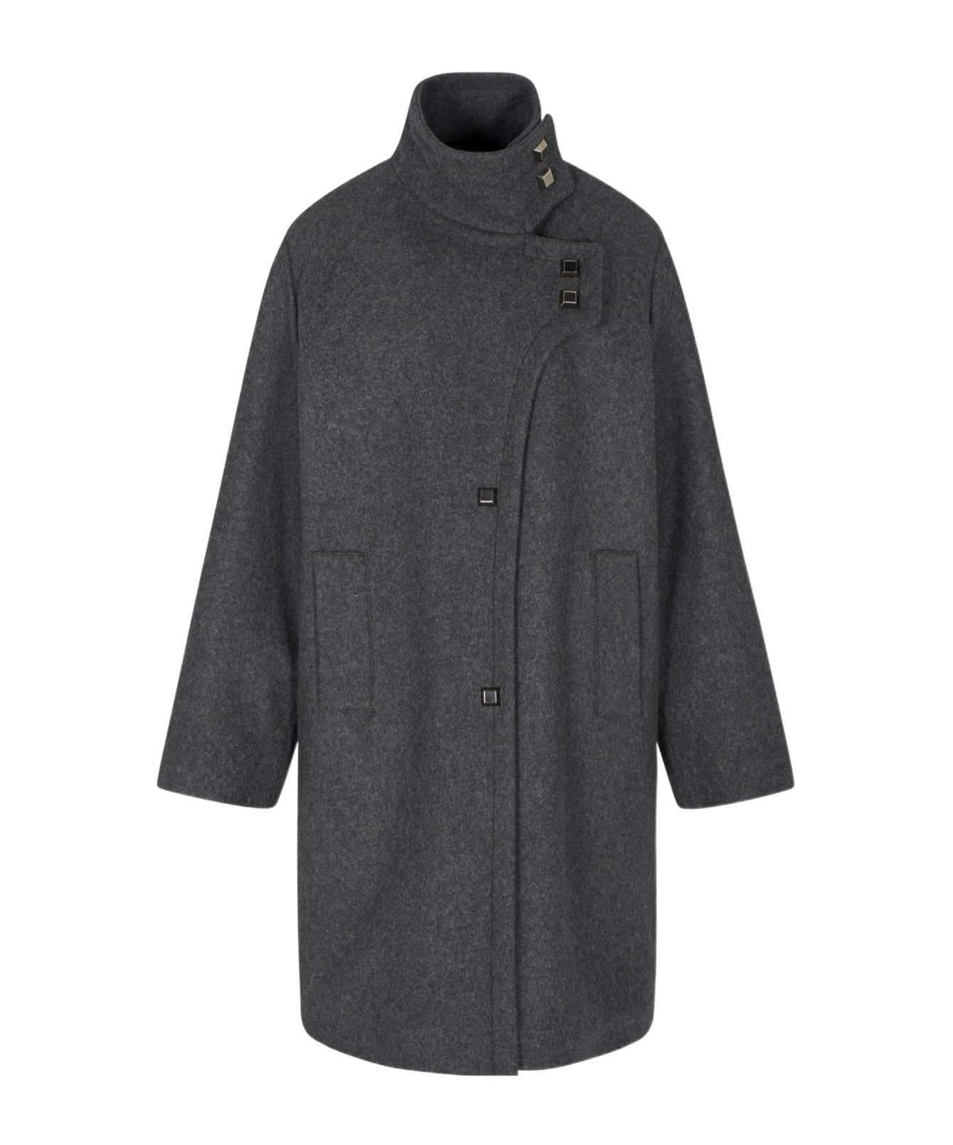 Emporio Armani Polygon Capsule Collection Padded Wool Cloth Coat In Gray
