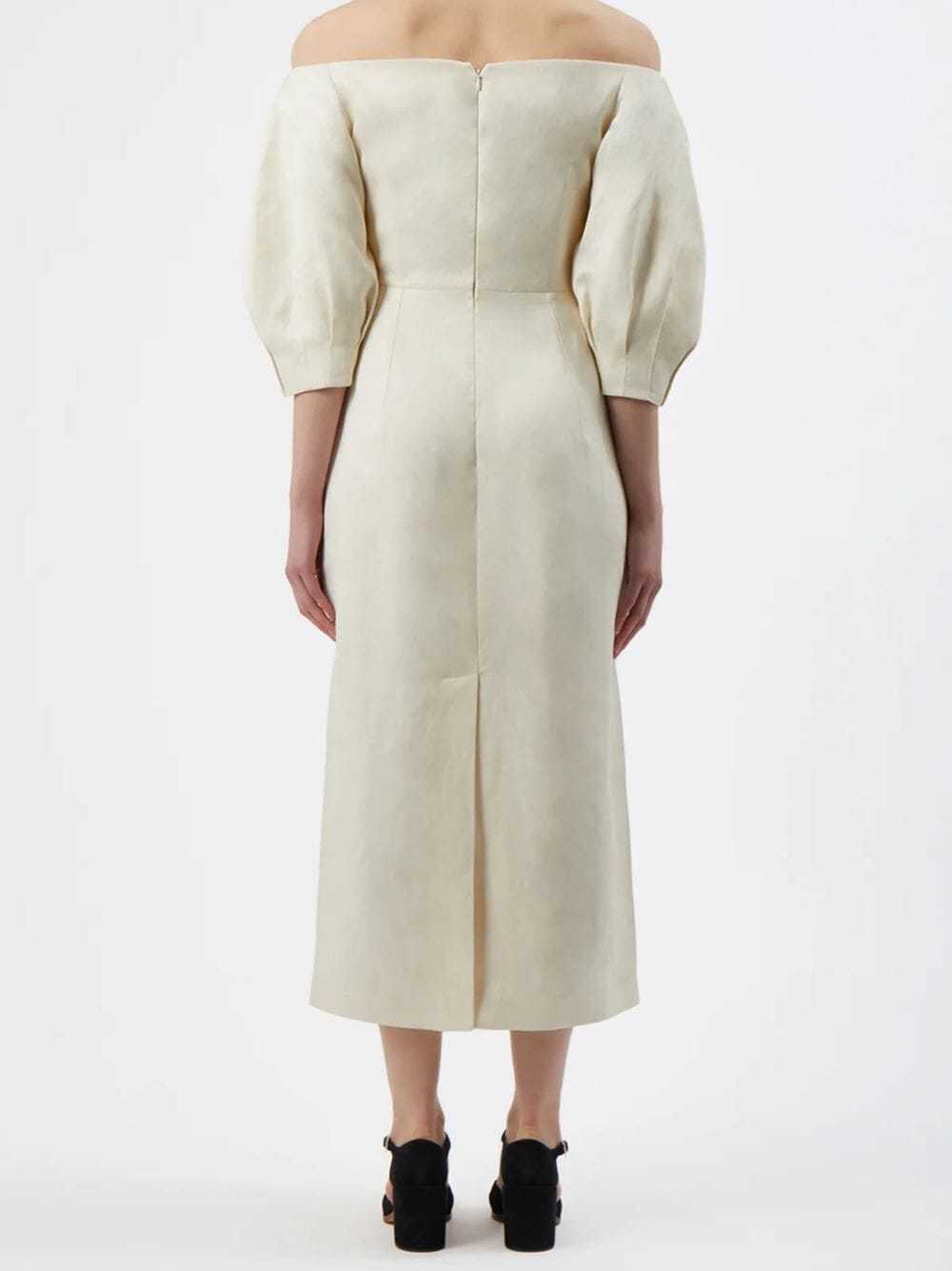 Gabriela Hearst Majano Off-shoulder Puff-sleeves Midi Dress In White