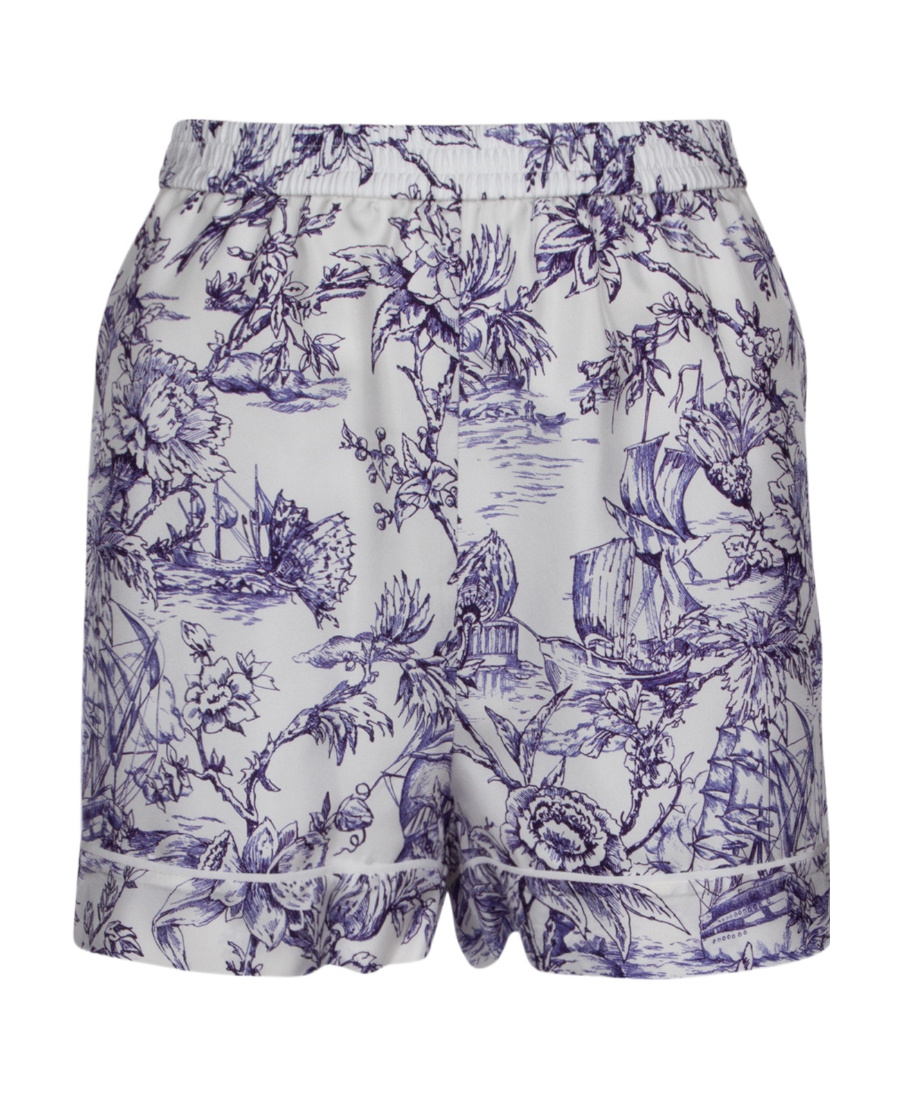 Dior Printed Silk Shorts In Gray