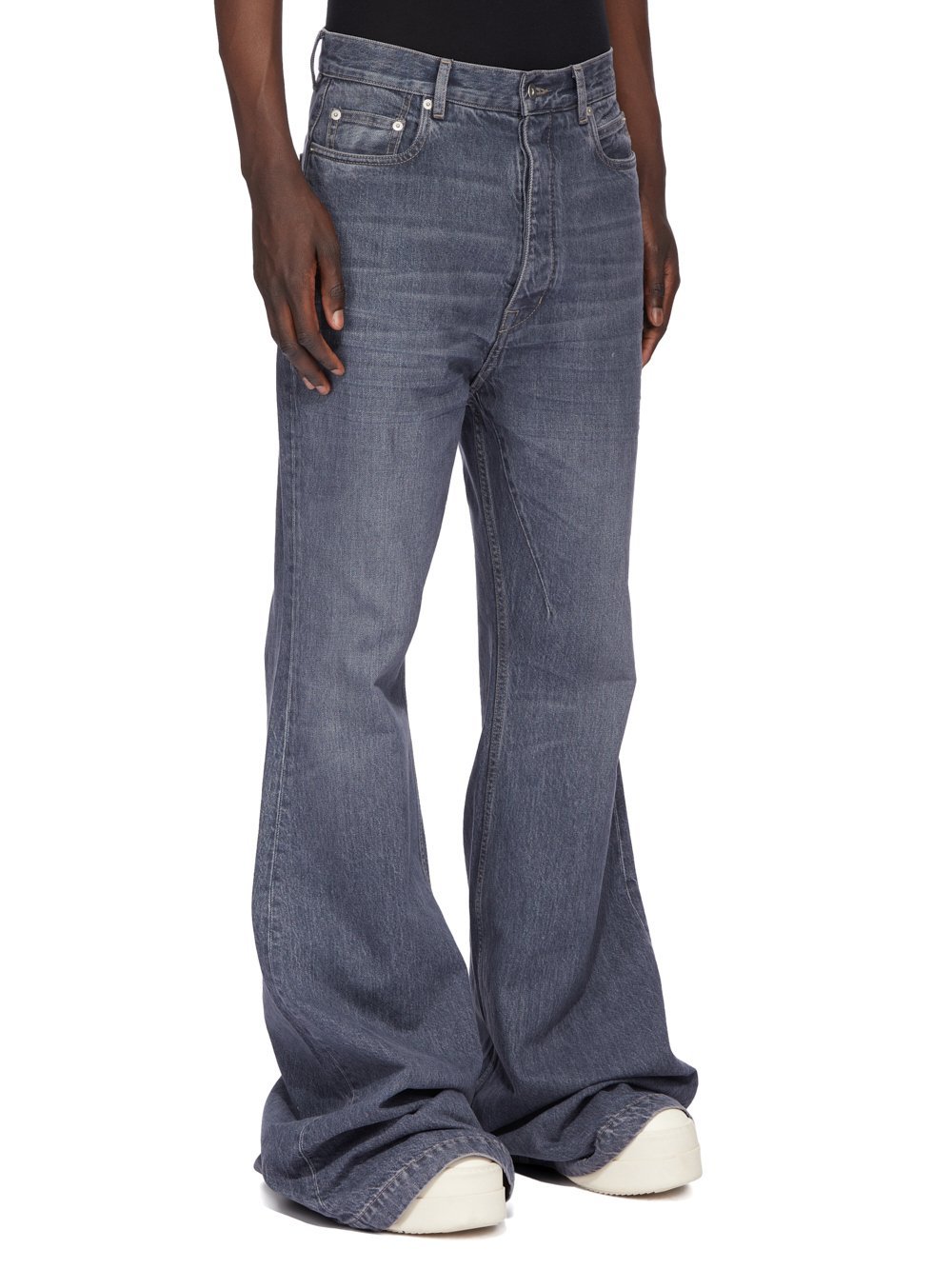 Rick Owens Drkshdw Denim Trousers With Belt Loops In Gray