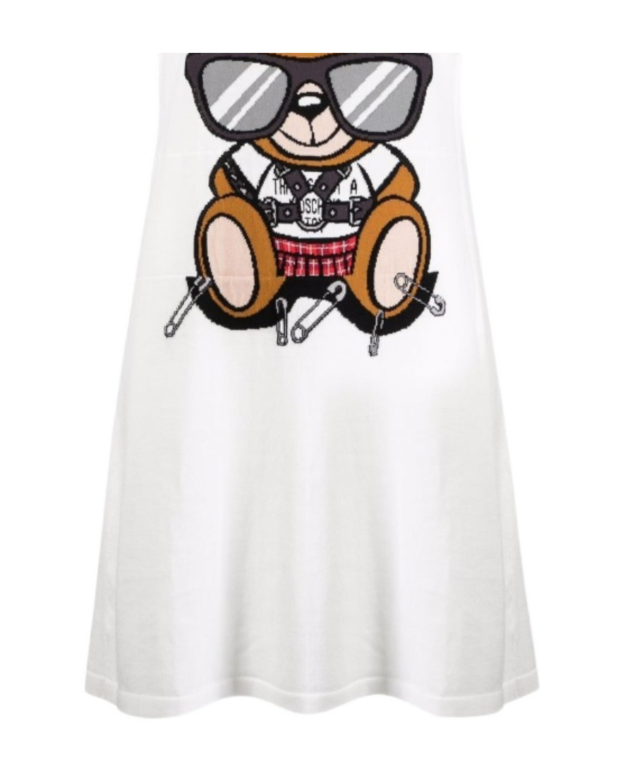 Moschino A Round-necked Logo Dress In White