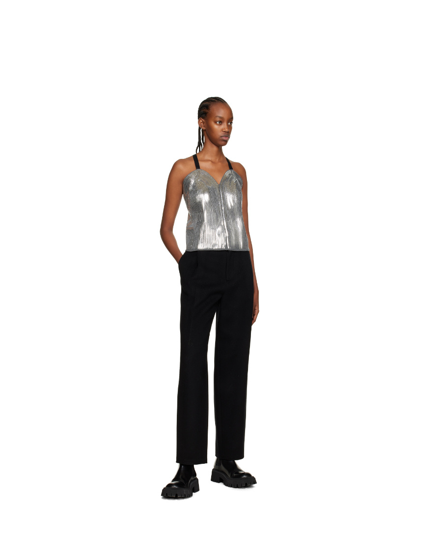 We11 Done Logo Sequined Sling Vest In Black