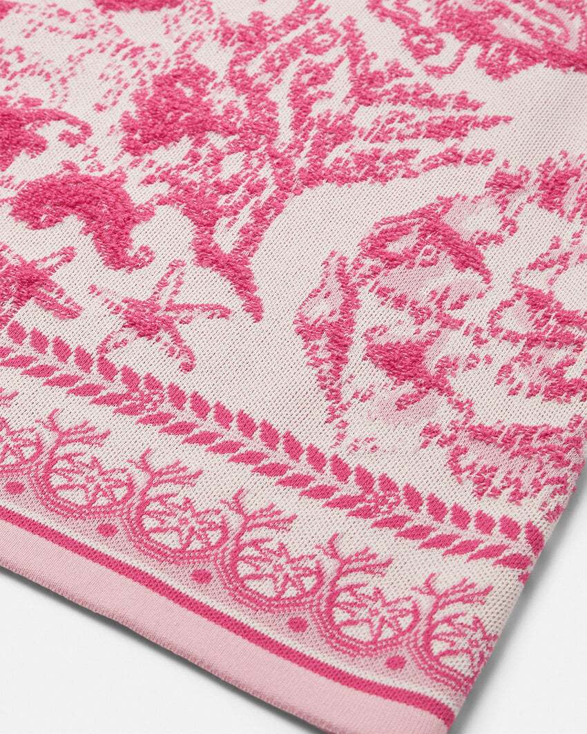 Versace Pink Underwater Barocco A-line Knit Minidress In Pink