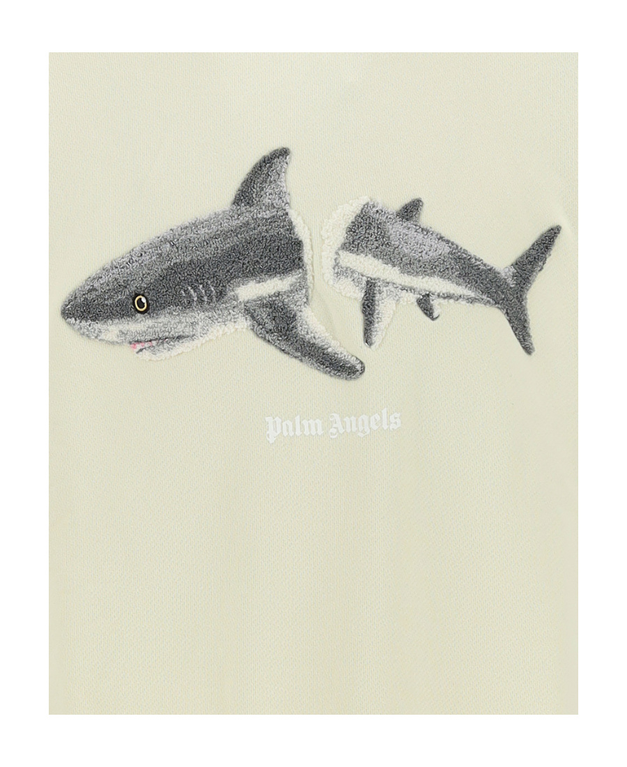 Palm Angels Shark Motif Crew Neck Sweatshirt In Nude