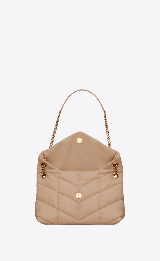 Saint Laurent Loulou Puffer Small Quilted Leather Shoulder Bag In Nude